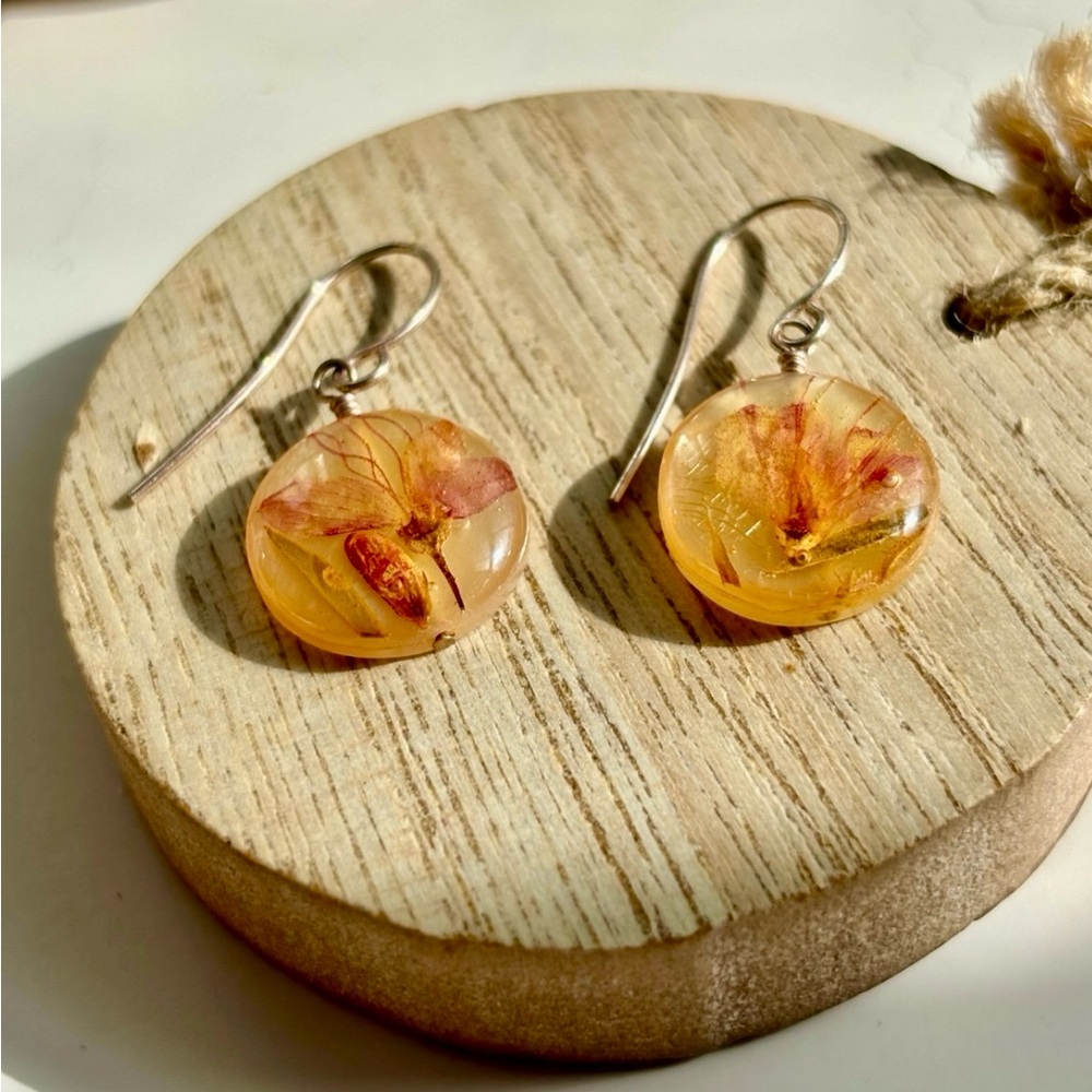 Boho Dried Flower Resin Earrings